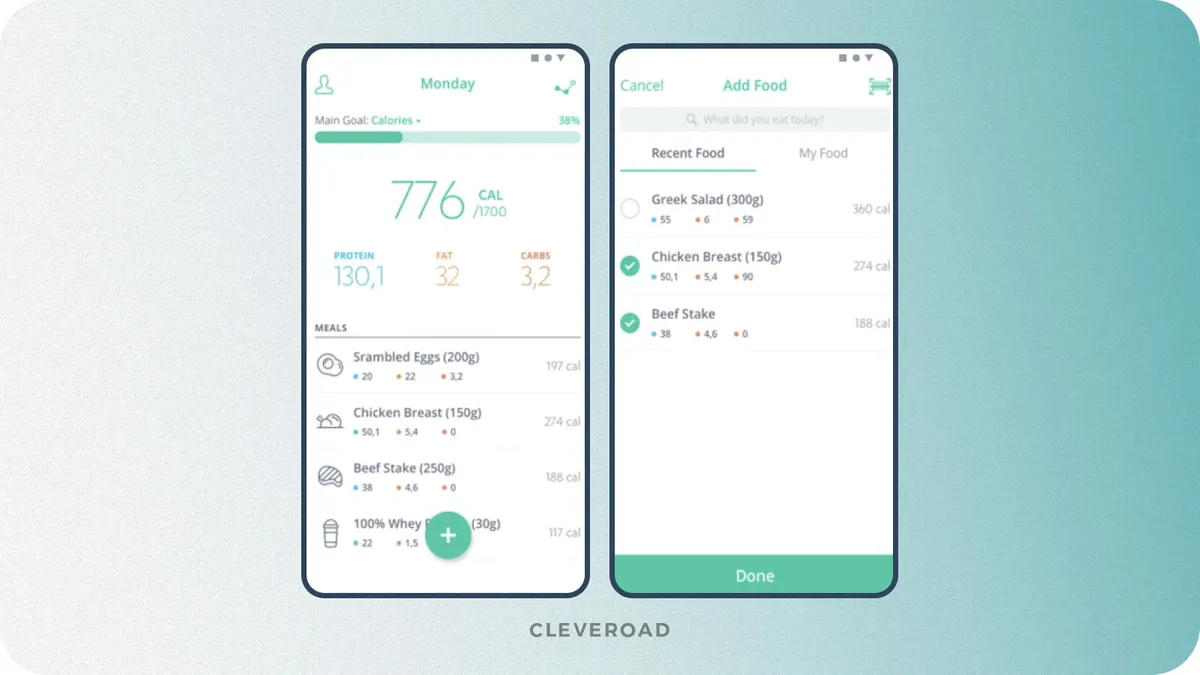 Diet and nutrition app development: Food logging