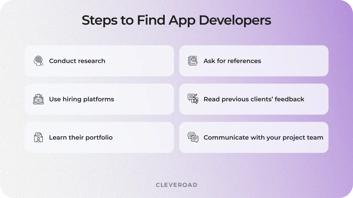 Steps to find app devs