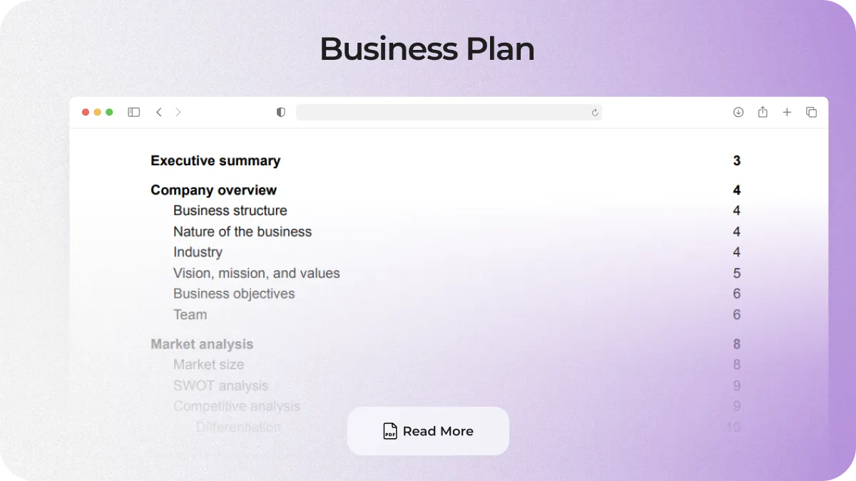 tech company business plan template